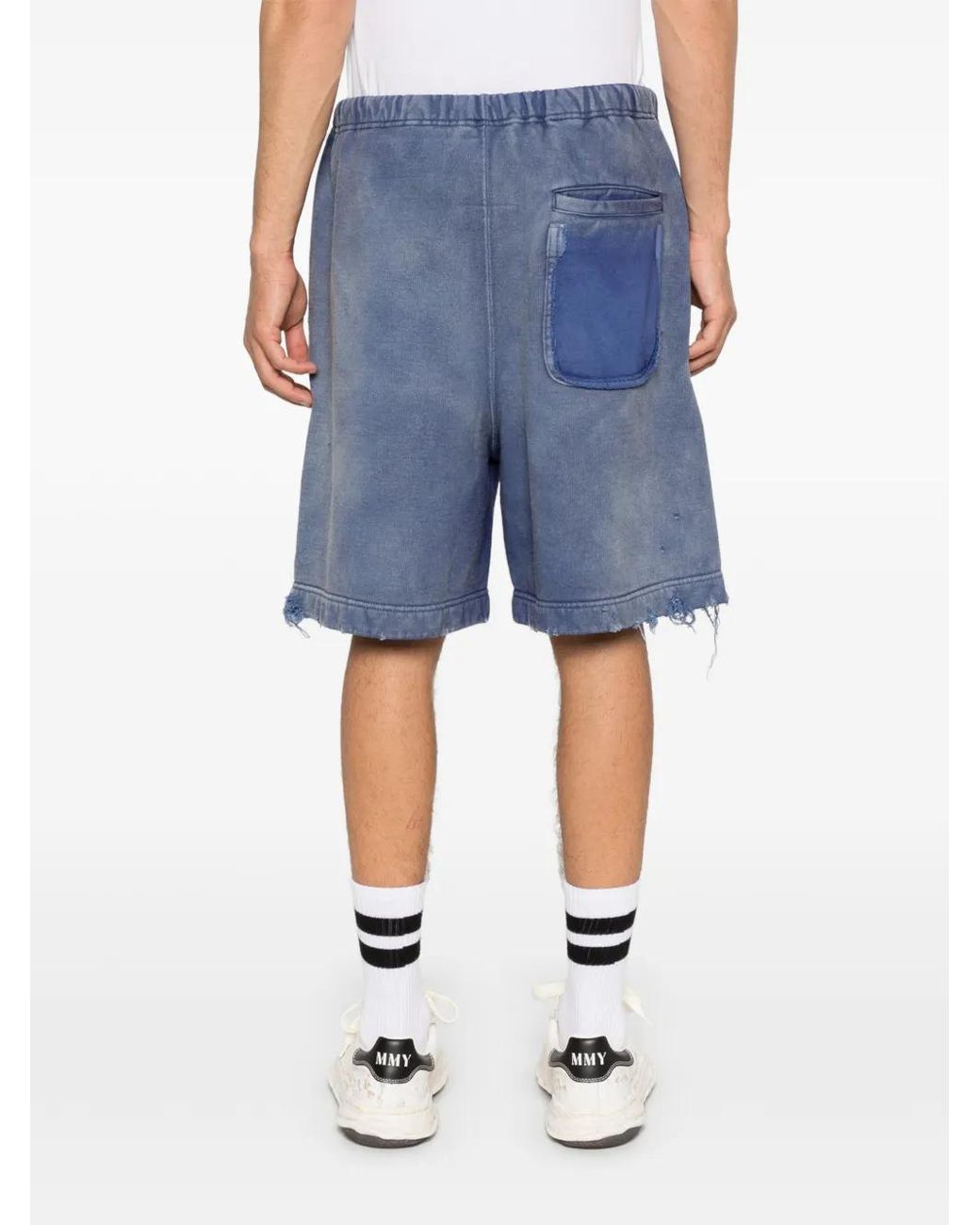 Maison Mihara Yasuhiro Blue Drawstring Distressed Shorts for men