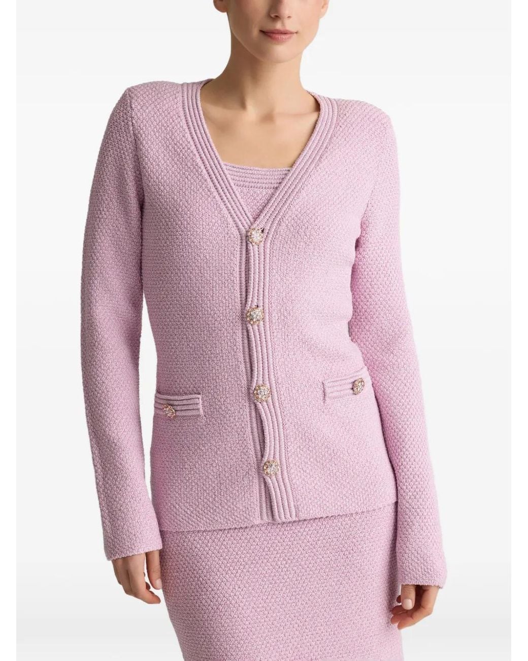 St. John Pink Mouliné-Knit Jacket