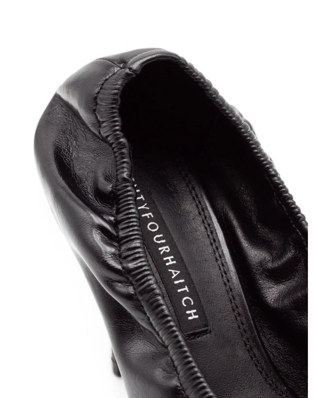 Twentyfourhaitch Black Elasticated Pointed-Toe Pumps