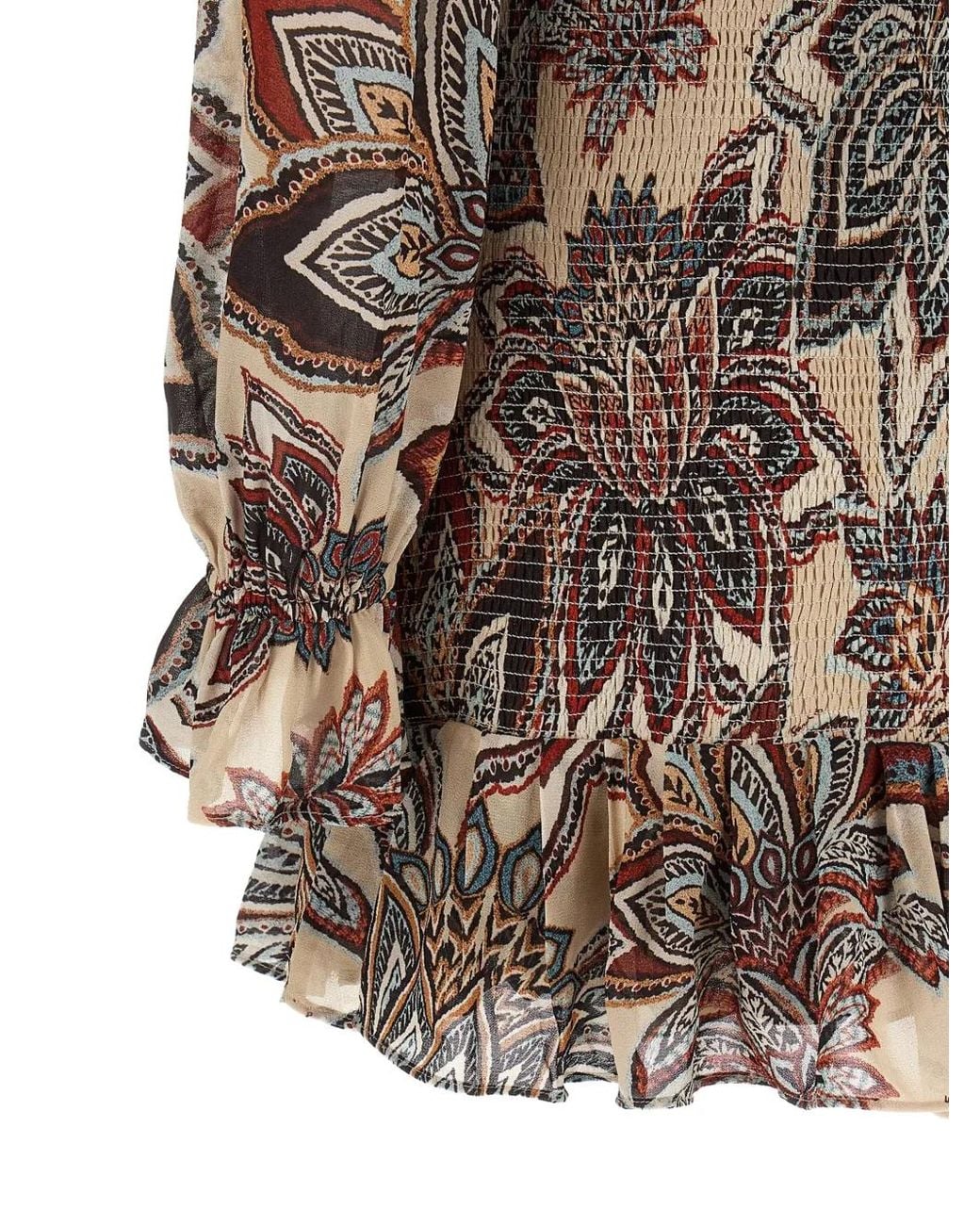 Farm Rio Multicolor Robe Froncée Tapestry À Volants