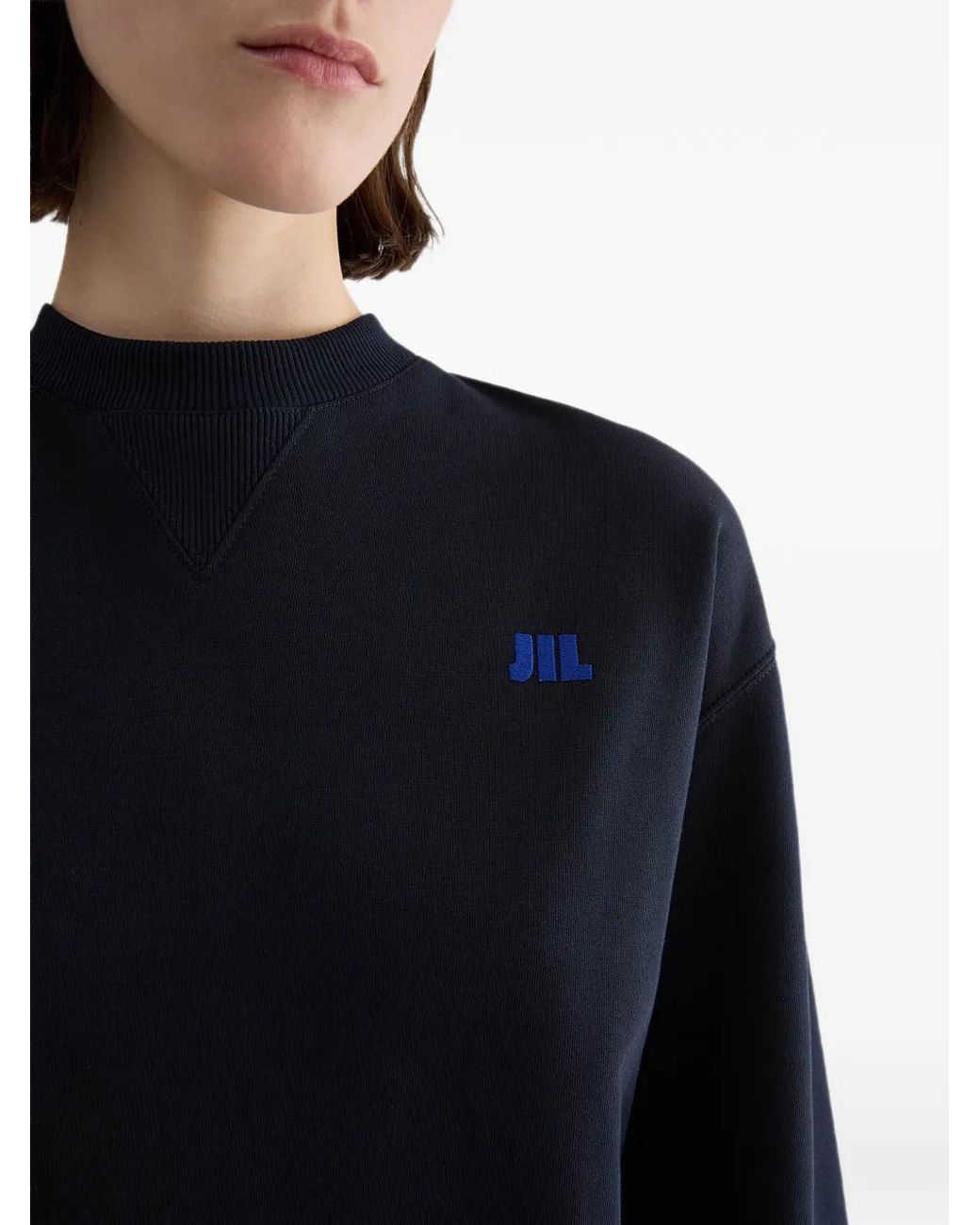 Jil Sander Blue Cotton Terry Crew-Neck Sweatshirt