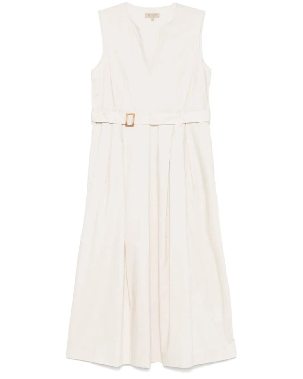 Woolrich White Belted Long Dress