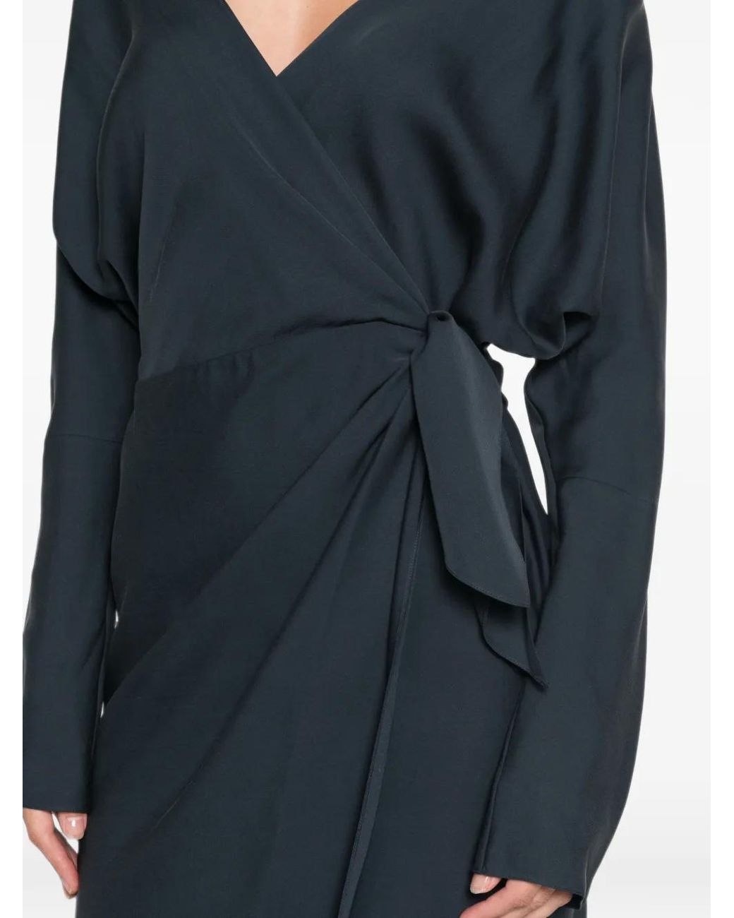 Cortana Blue Wrap-Style Tied-Waist Maxi Dress