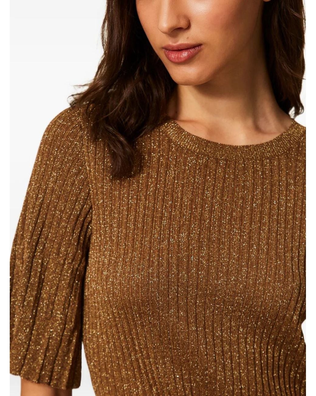 Twinset Brown Lurex Knitted Dress