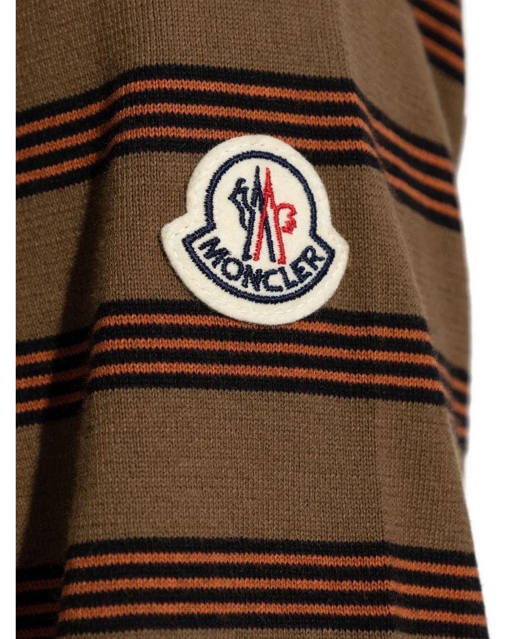 Moncler Brown Striped Polo Shirt for men