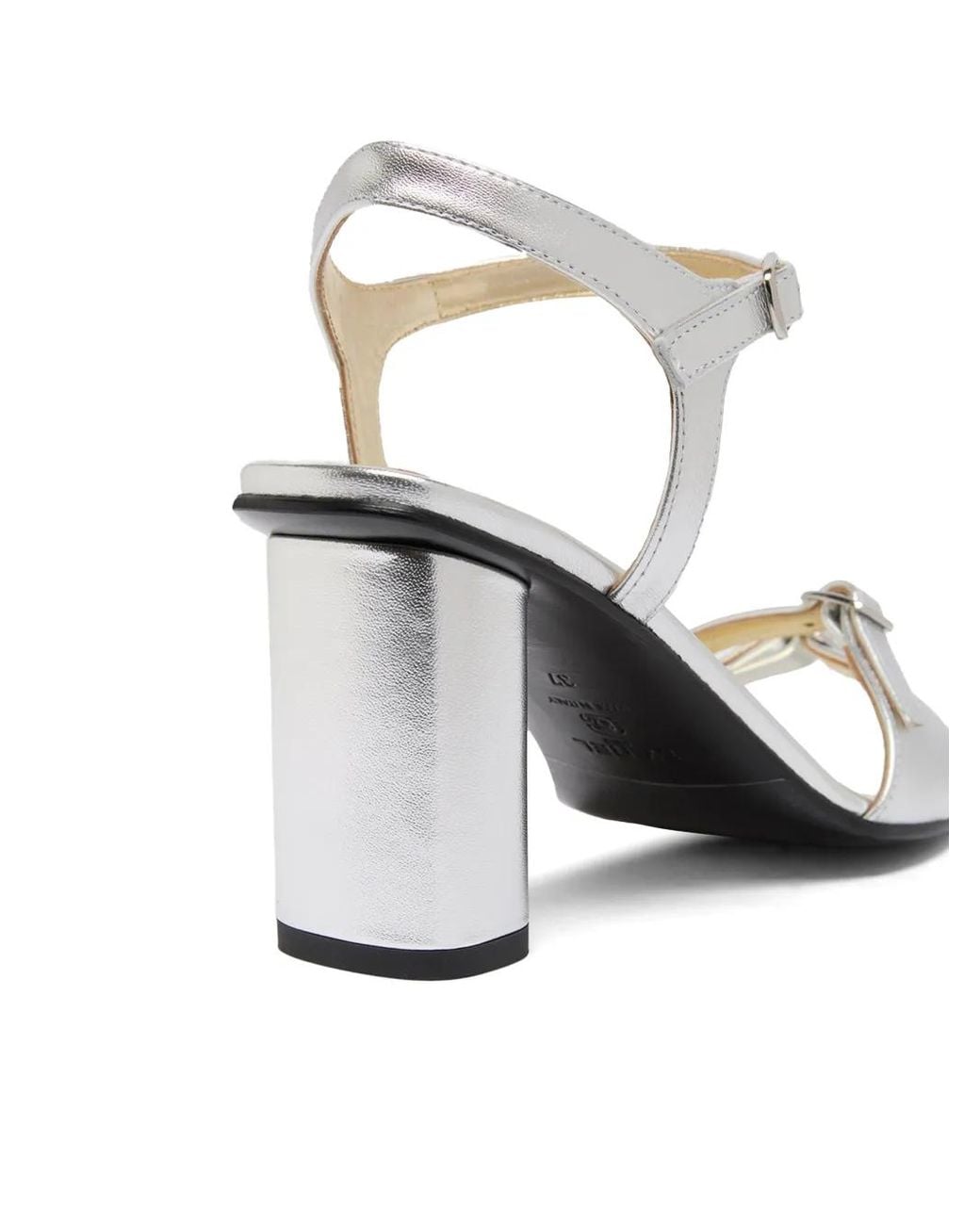 CAREL PARIS White Triple-Strap Block-Heel Sandals