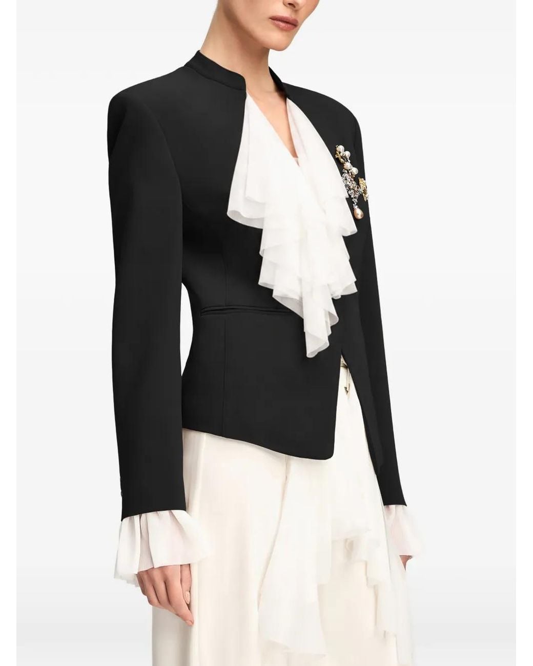Cinq À Sept Black Maren Brooch-Detail Blazer