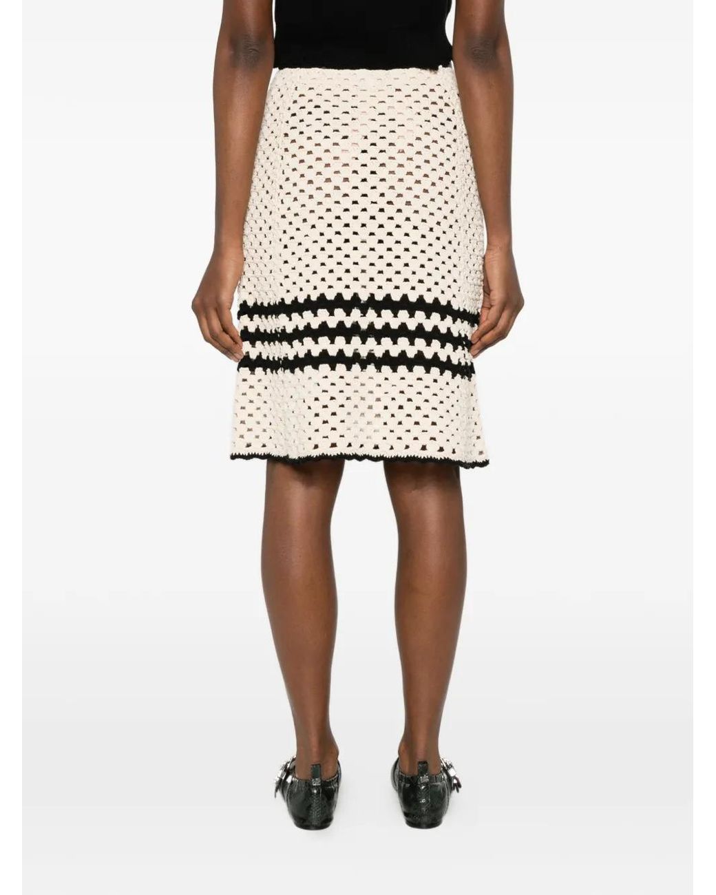 N°21 Natural Knitted-Construction Stripe-Detail Skirt