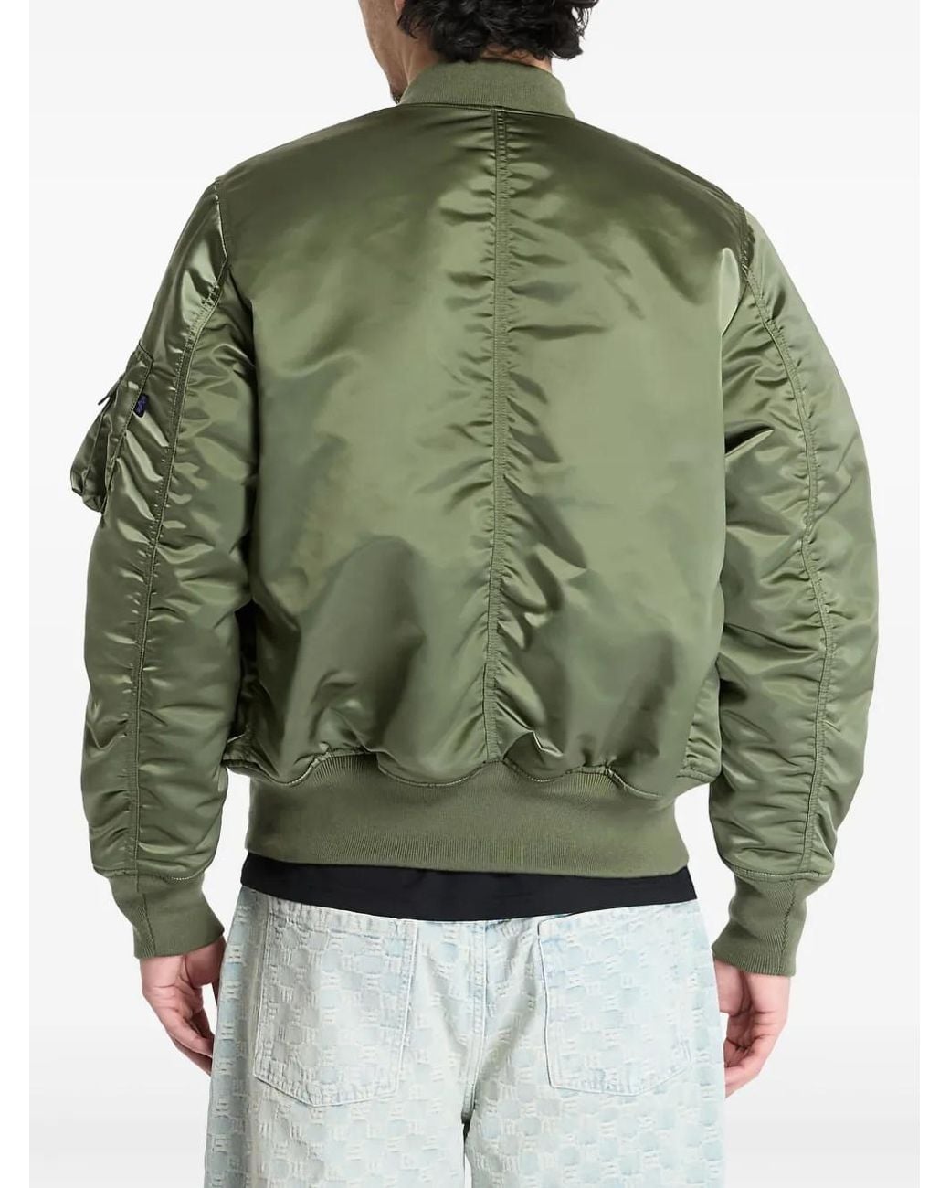Alpha Industries Green Zip-Up Bomber Jacket for men