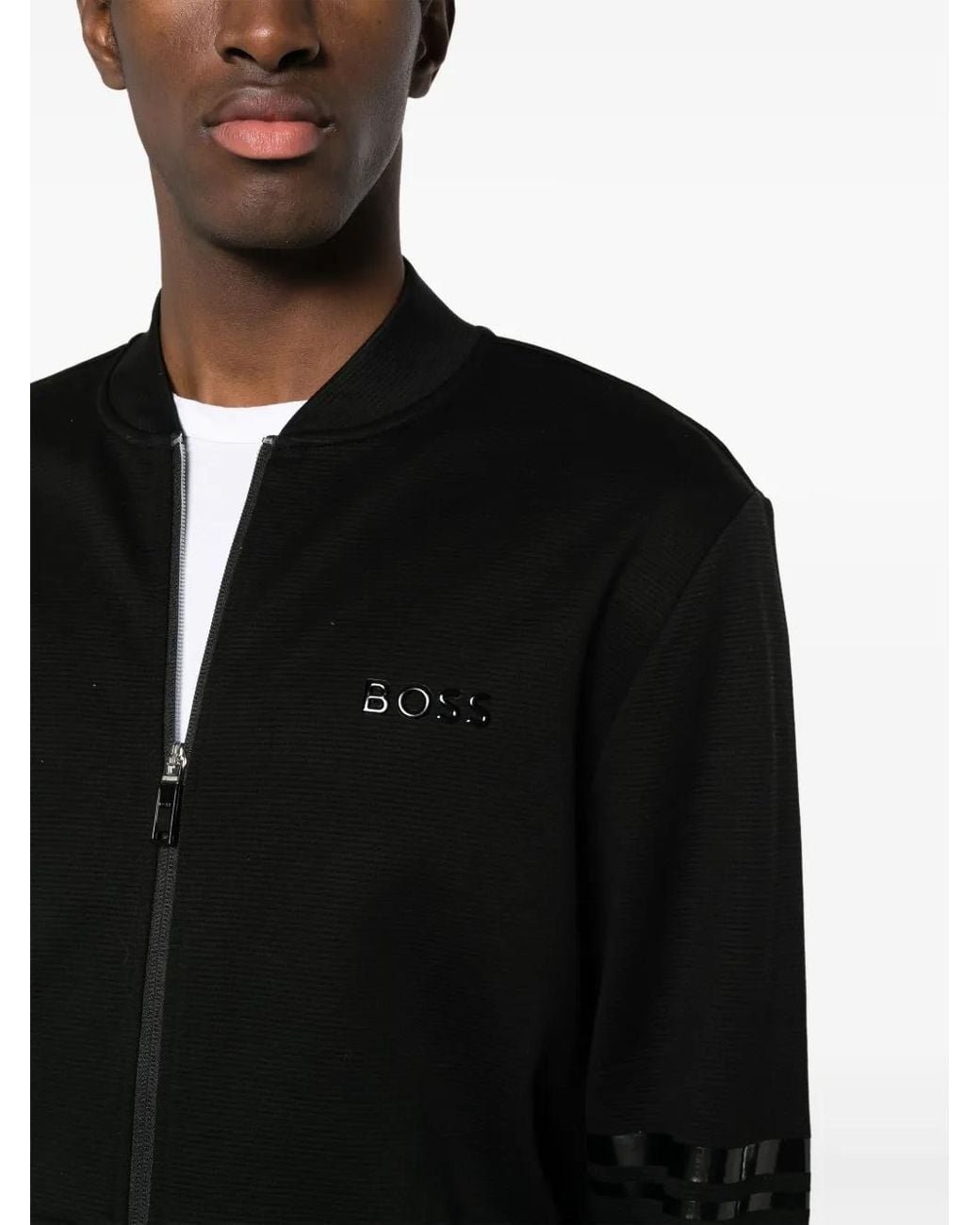 Boss Black Logo-Print Cotton Jacket for men