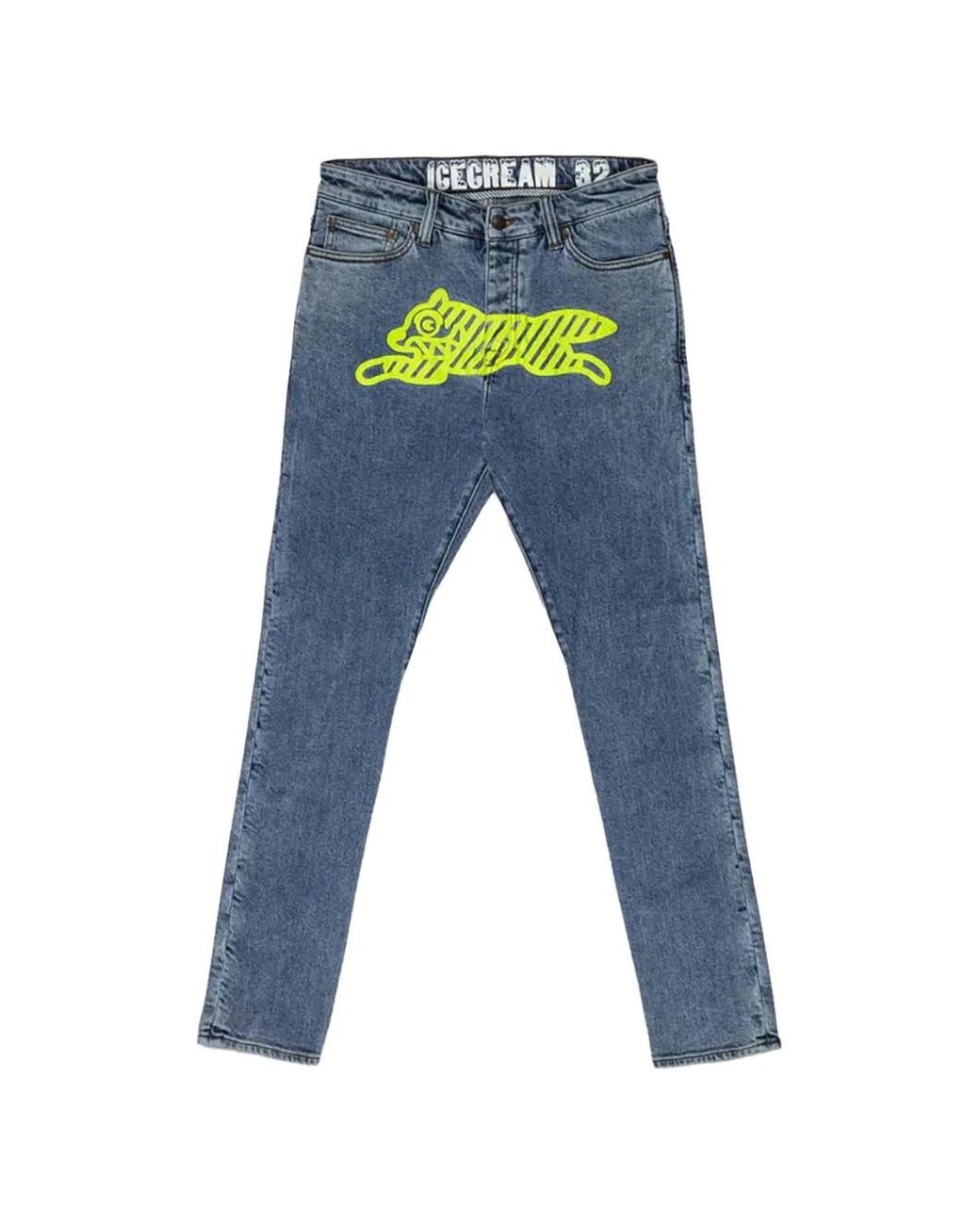 ICECREAM Blue Neon-Graphic Jeans for men