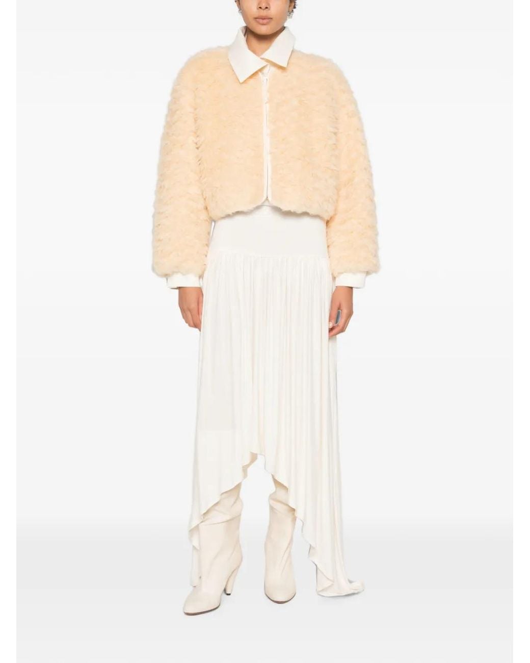 Source Unknown Natural Daye Shearling Cropped Jacket