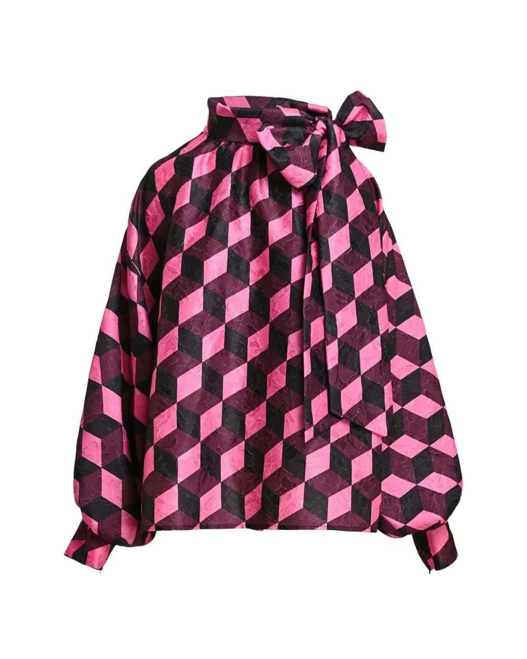 Essentiel Antwerp Red Komo Pussy-Bow Puff-Sleeved Blouse