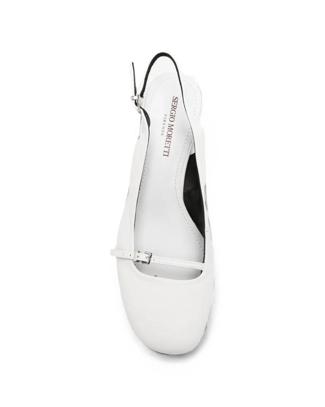 SERGIO MORETTI FIRENZE White Buckle-Detail Slingback Pumps