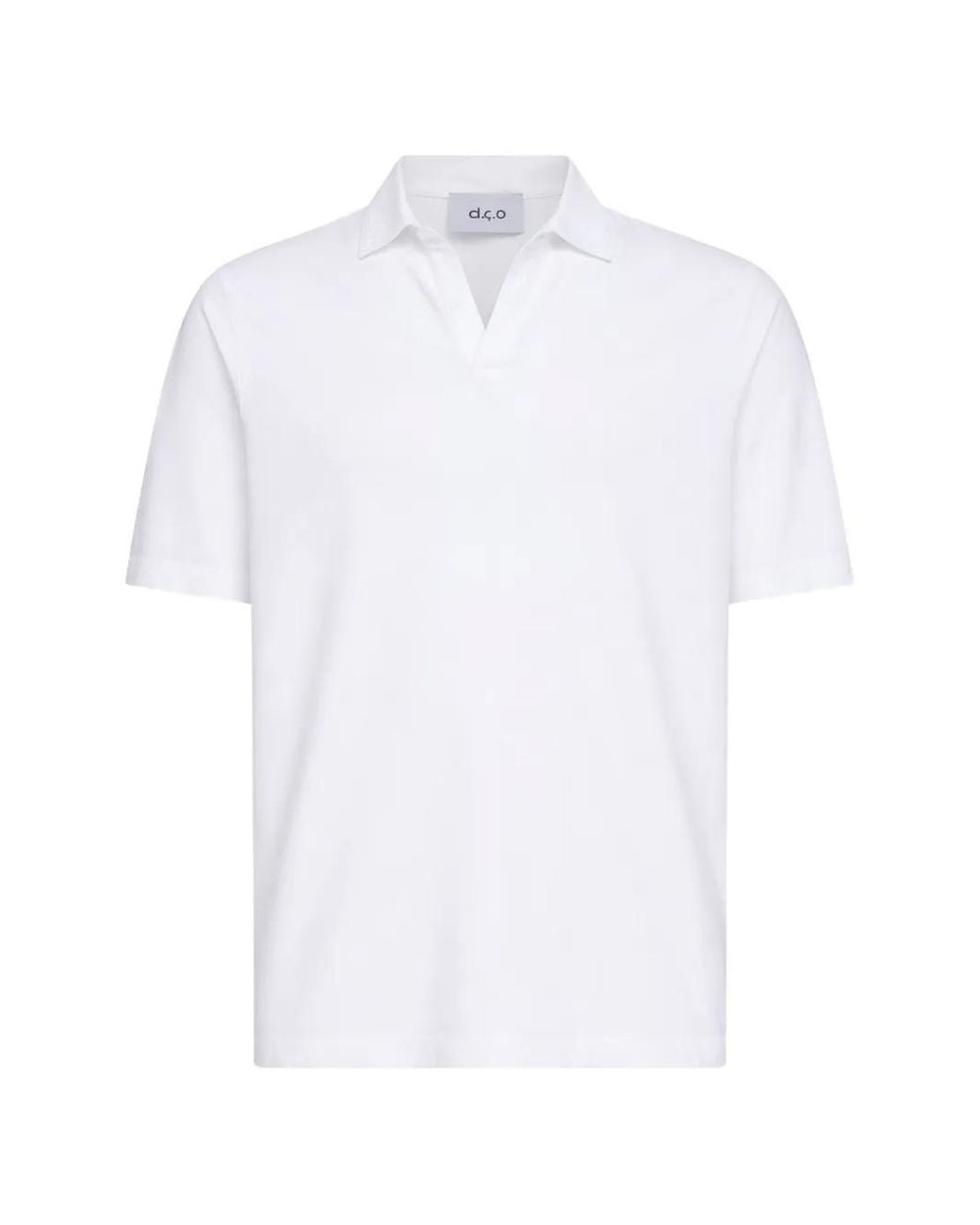 D4.0 White Cotton Polo Shirt for men