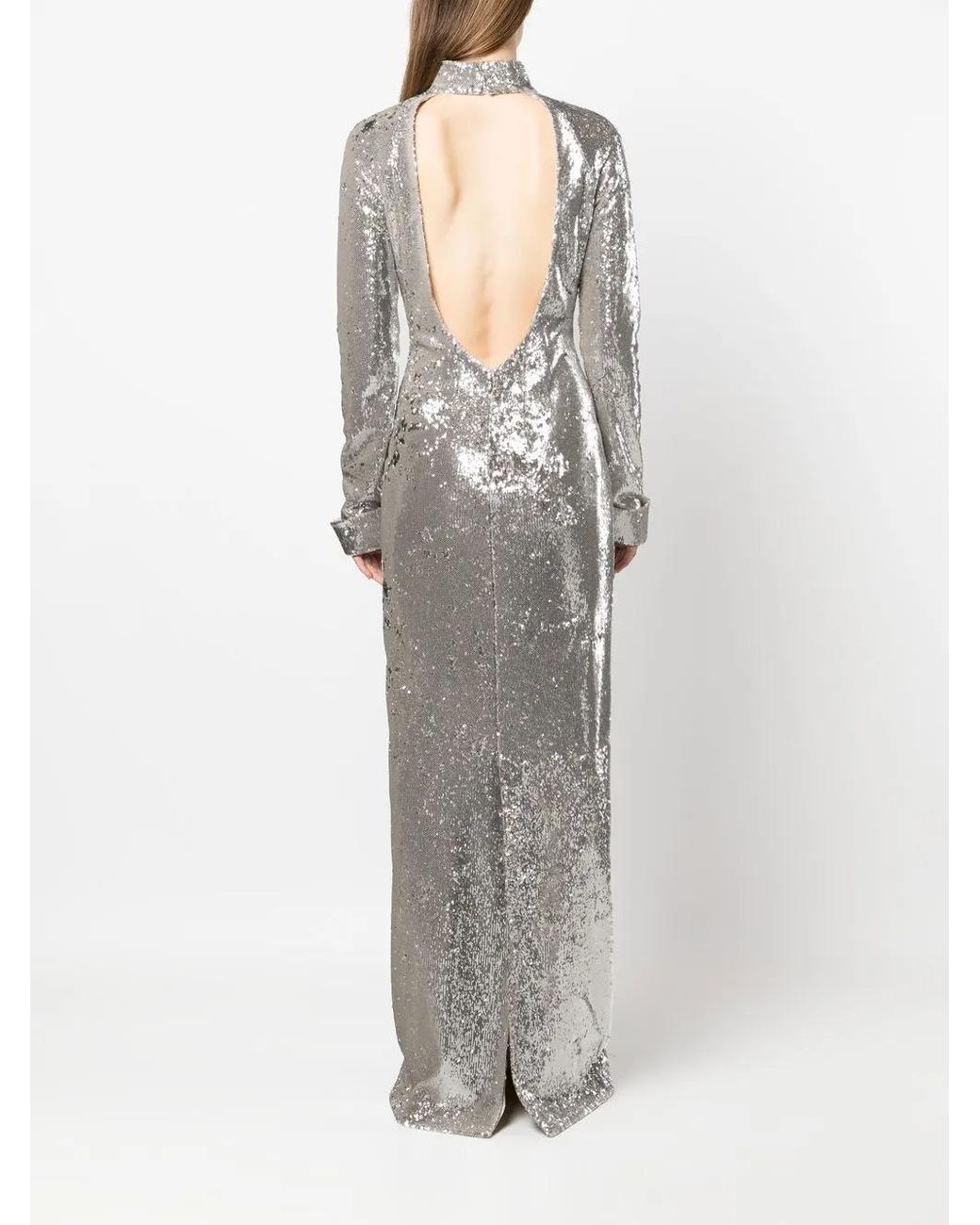 Givenchy Gray Open-Back Sequin Gown