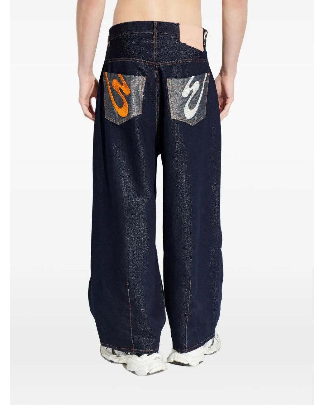 PDF Blue Embroidered Jeans for men