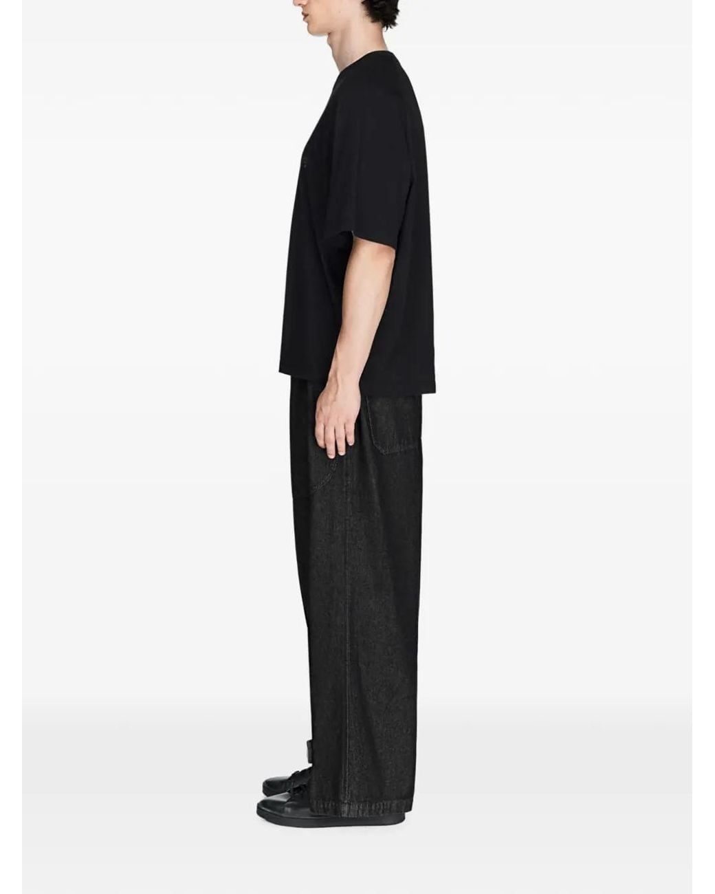 Y-3 Black Denim Wide Trousers for men