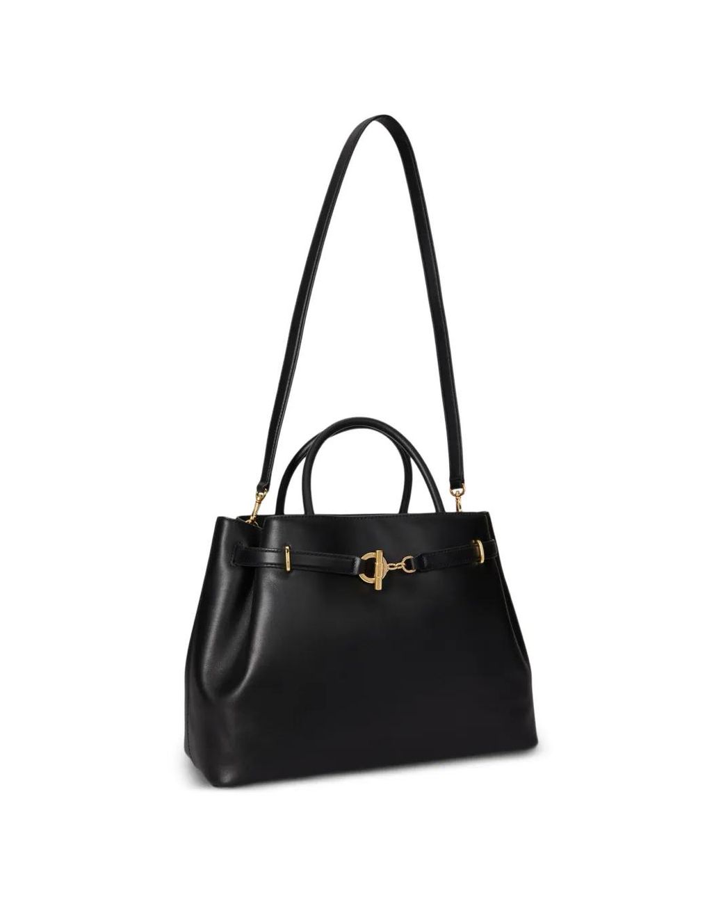 Ralph Lauren Black Large Blaike Toggle-Clasp Leather Tote Bag