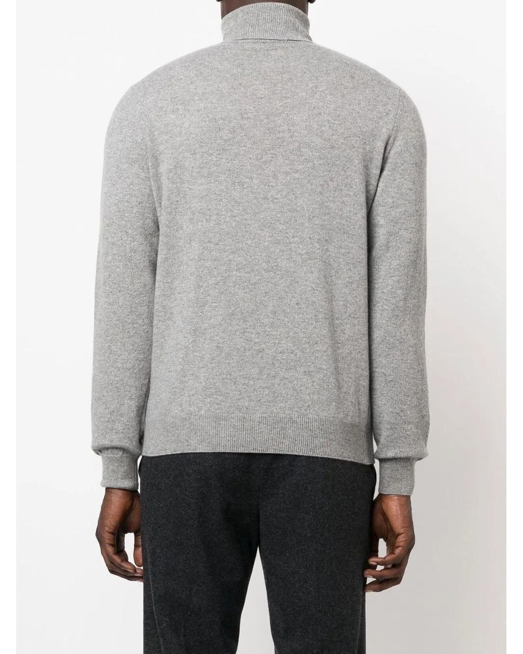 Corneliani Gray Cashmere Roll-Neck Jumper for men