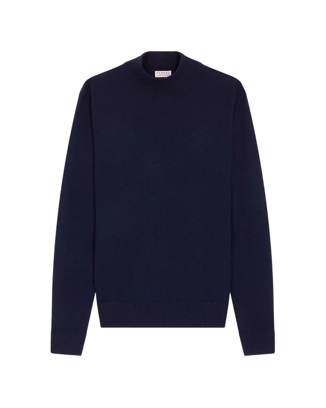 Fursac Blue Mock-Neck Wool Sweater for men