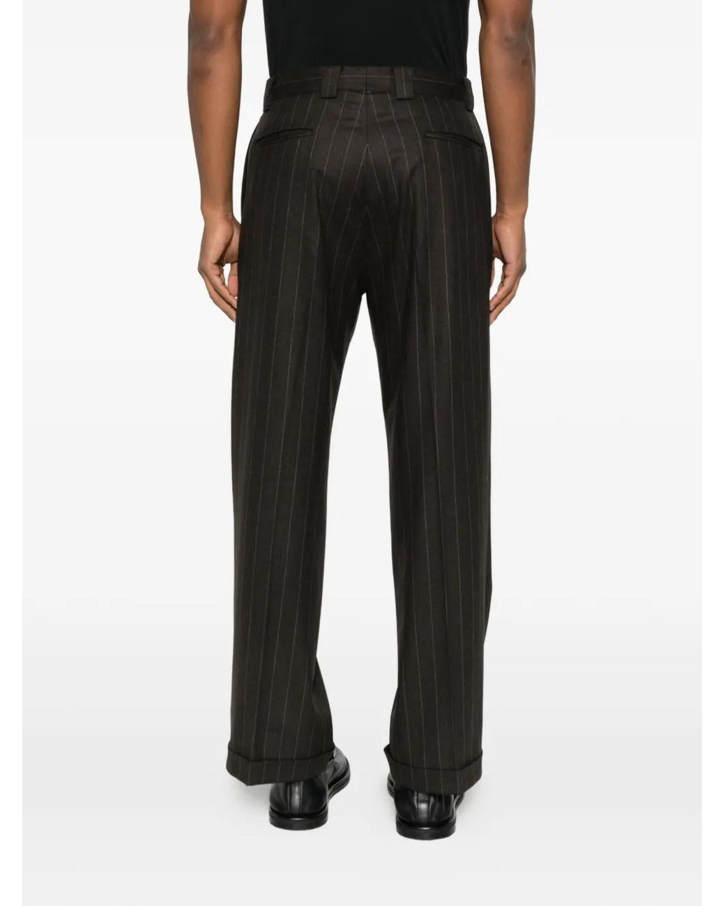 Kaptain Sunshine Gray 2Pleats Pinstripe-Cuffed Trousers for men