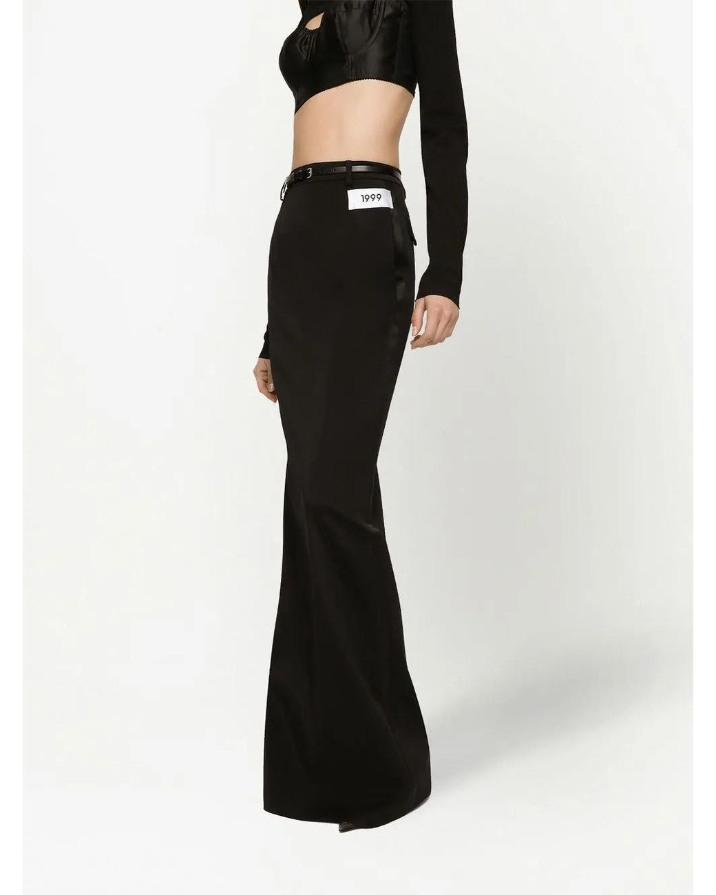 Jupe longue en cady à fente et fermetures zippées latérales Dolce & Gabbana en coloris Black