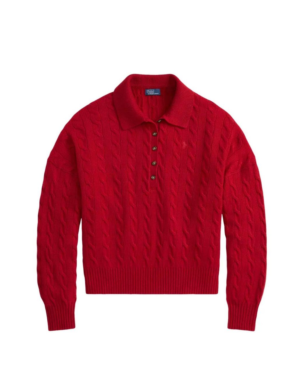 Polo Ralph Lauren Red Cable-Knit Polo Sweater