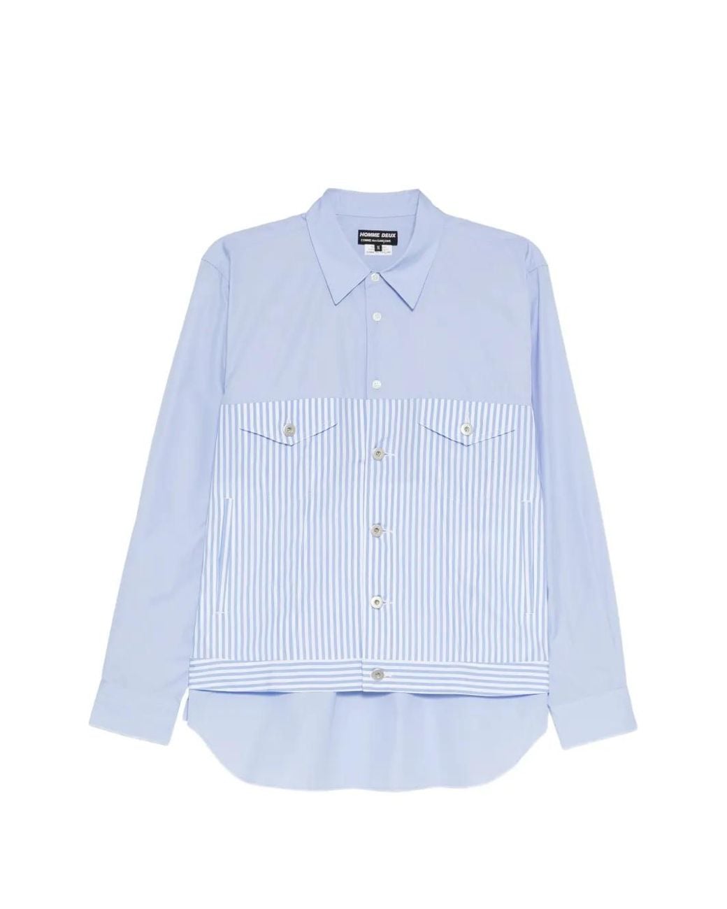 Comme des Garçons Blue Striped-Panel Cotton Shirt for men
