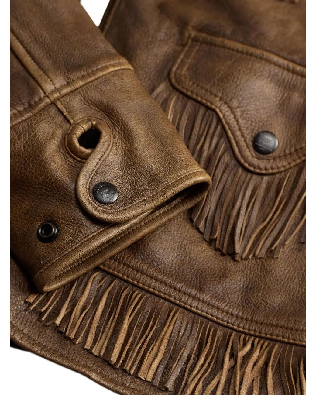 RRL Brown Fringed Fur Coat