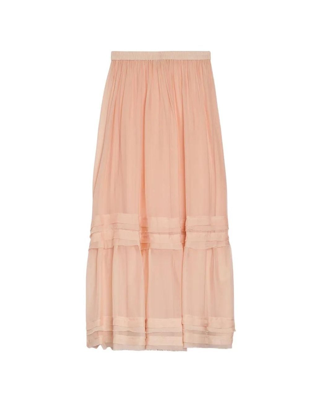 Momoní Pink Elasticated Ruffled Midi Skirt