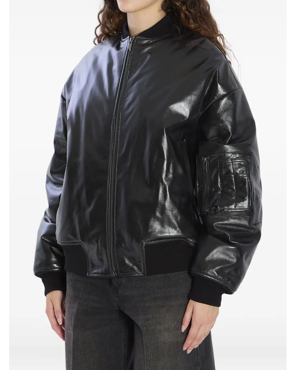 Salvatore Santoro Black Zip-Front Bomber Jacket