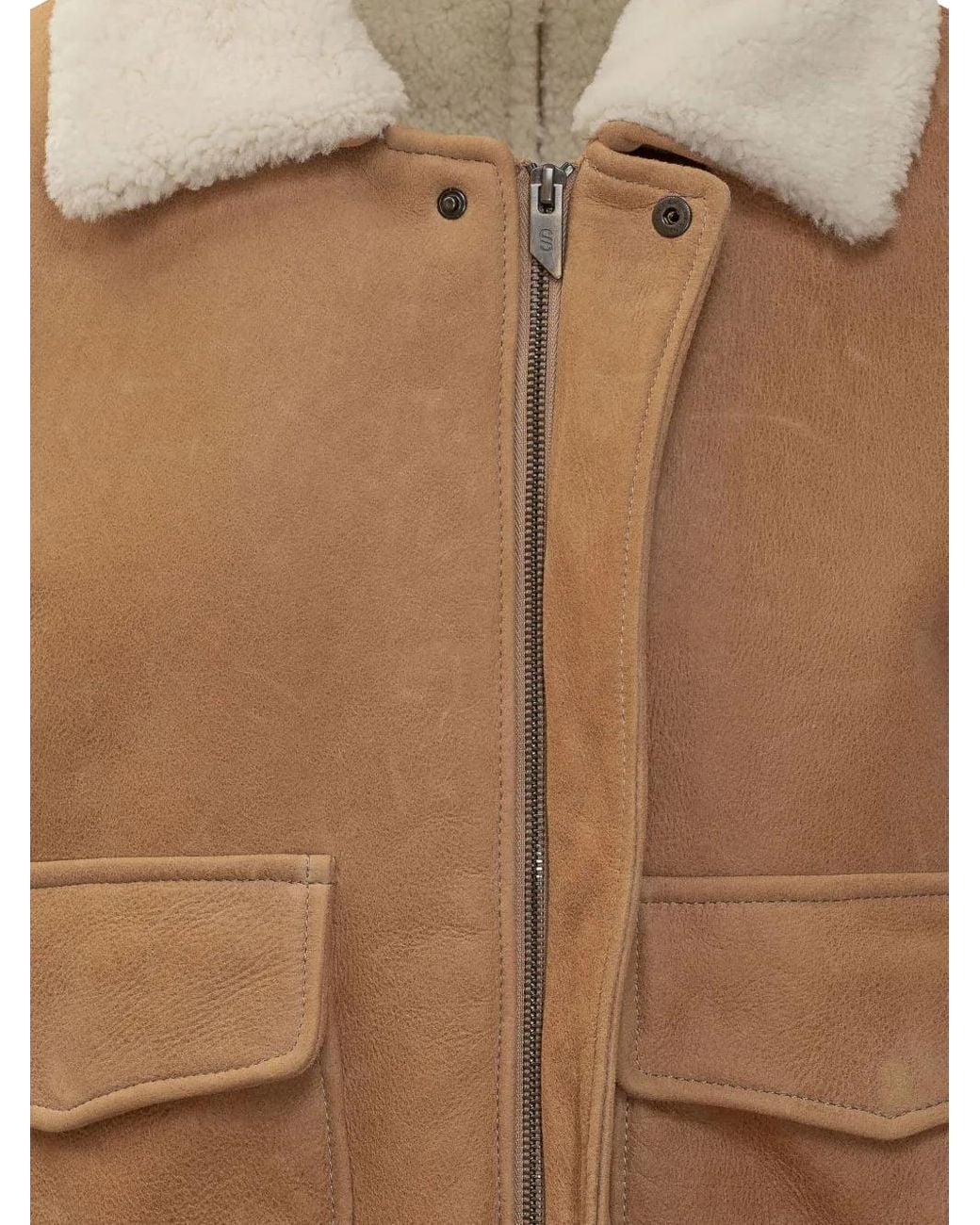 Salvatore Santoro Brown Shearling Collar Leather Jacket for men