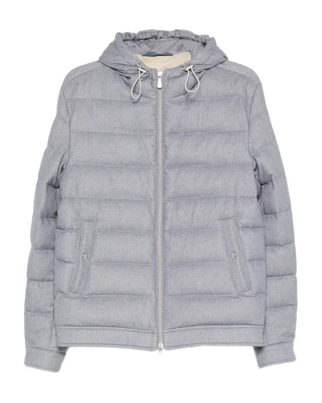 Eleventy Gray Hooded Quilted Jacket for men