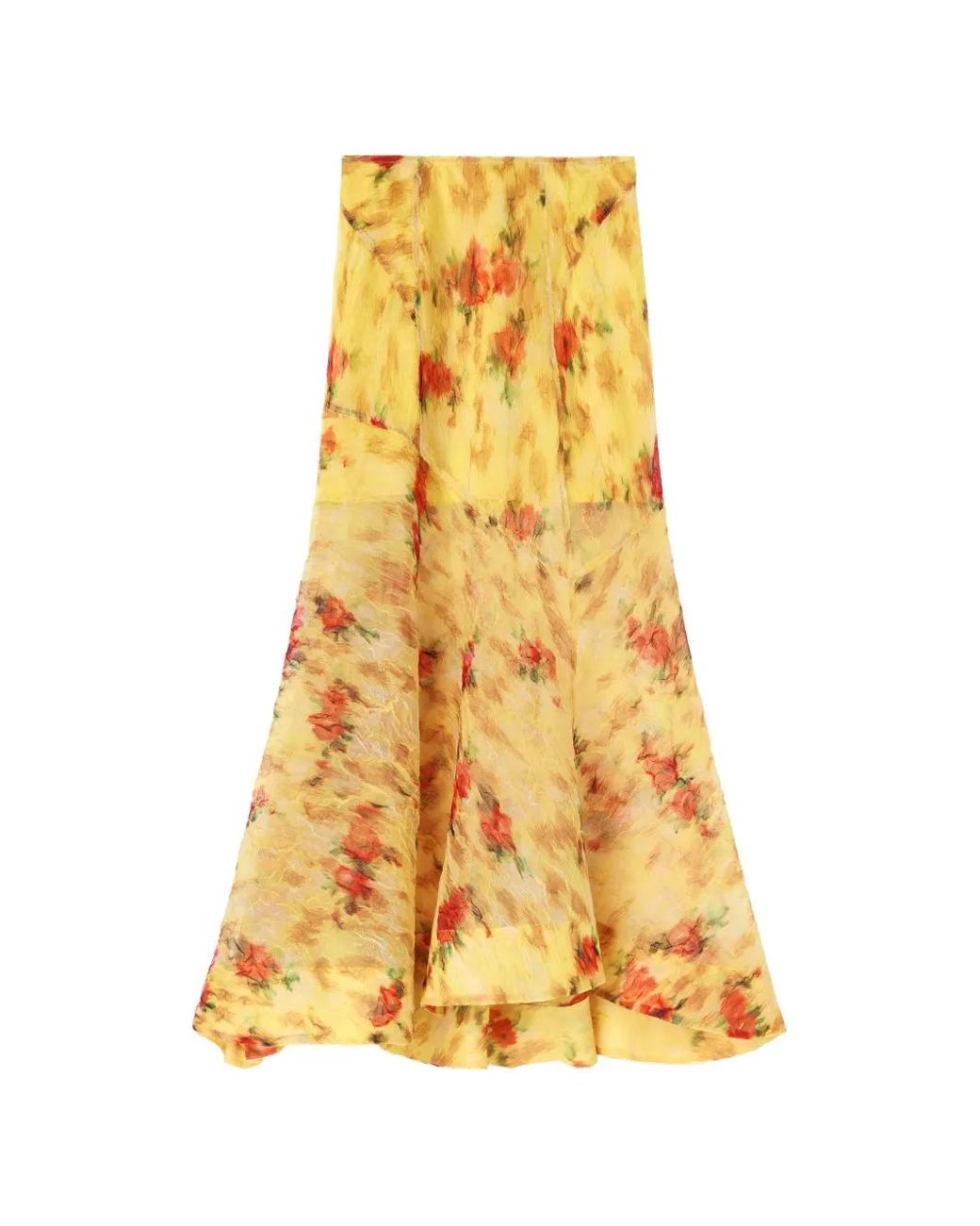 Ganni Yellow Floral-Print Maxi Skirt