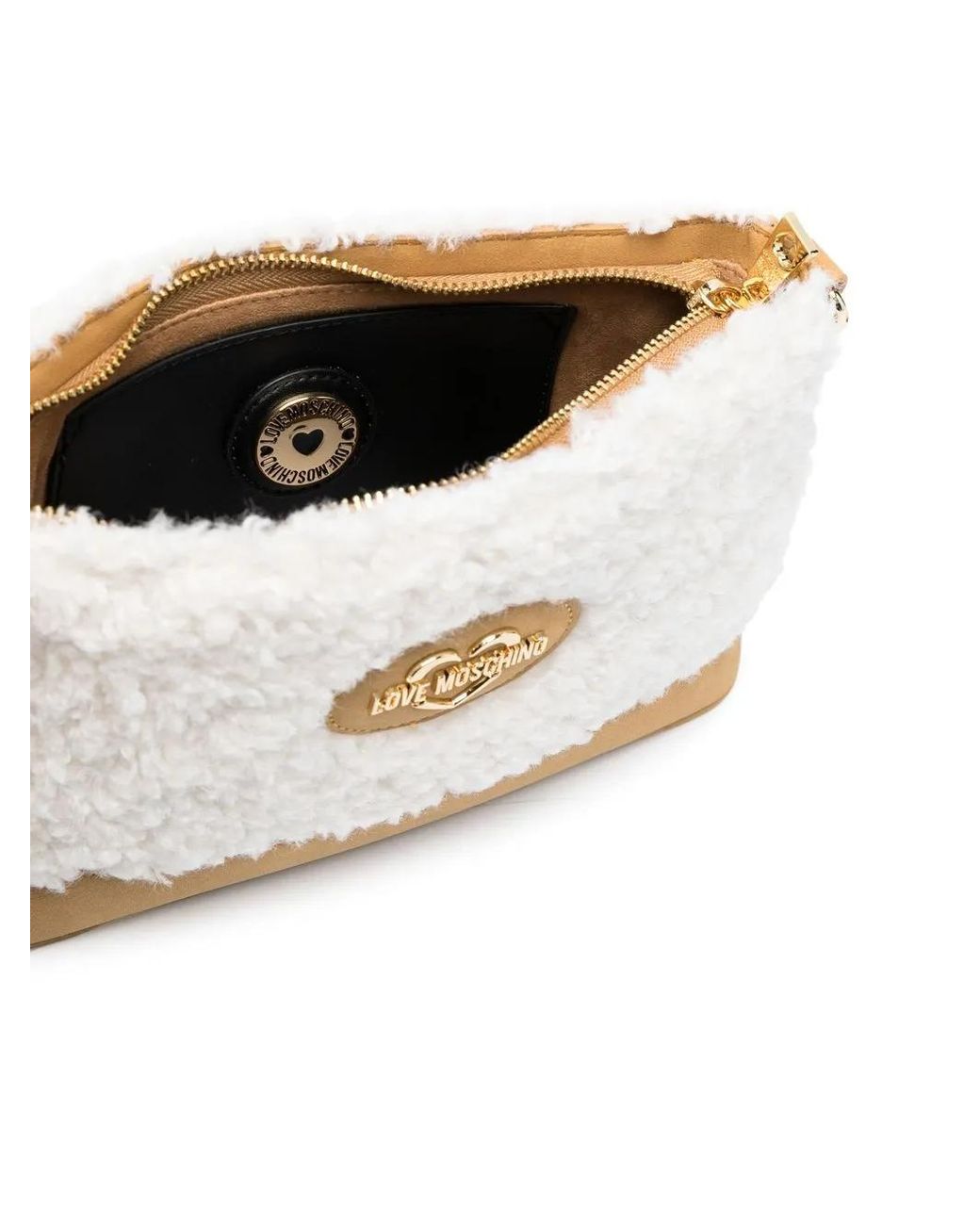 Love Moschino Natural Faux-Shearling Crossbody Bag