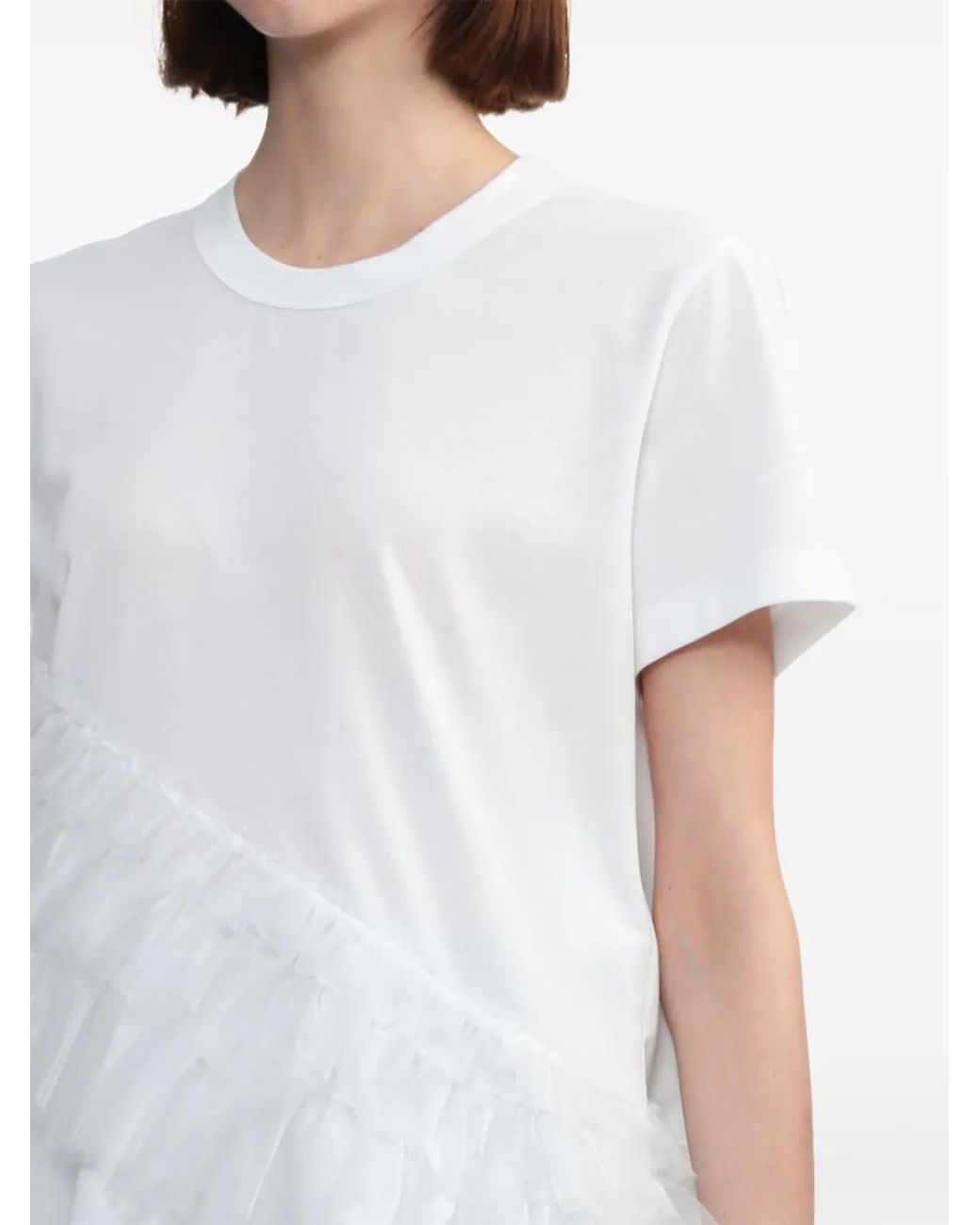 Noir Kei Ninomiya White Ruffled Cotton T-Shirt
