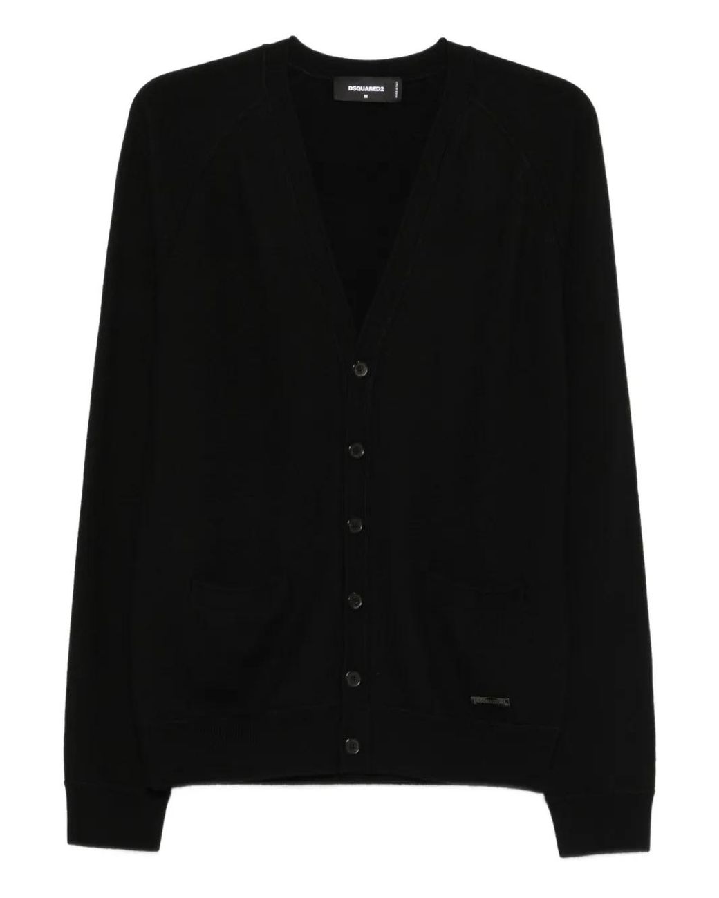 DSquared² Black V-Neck Buttoned Cardigan for men