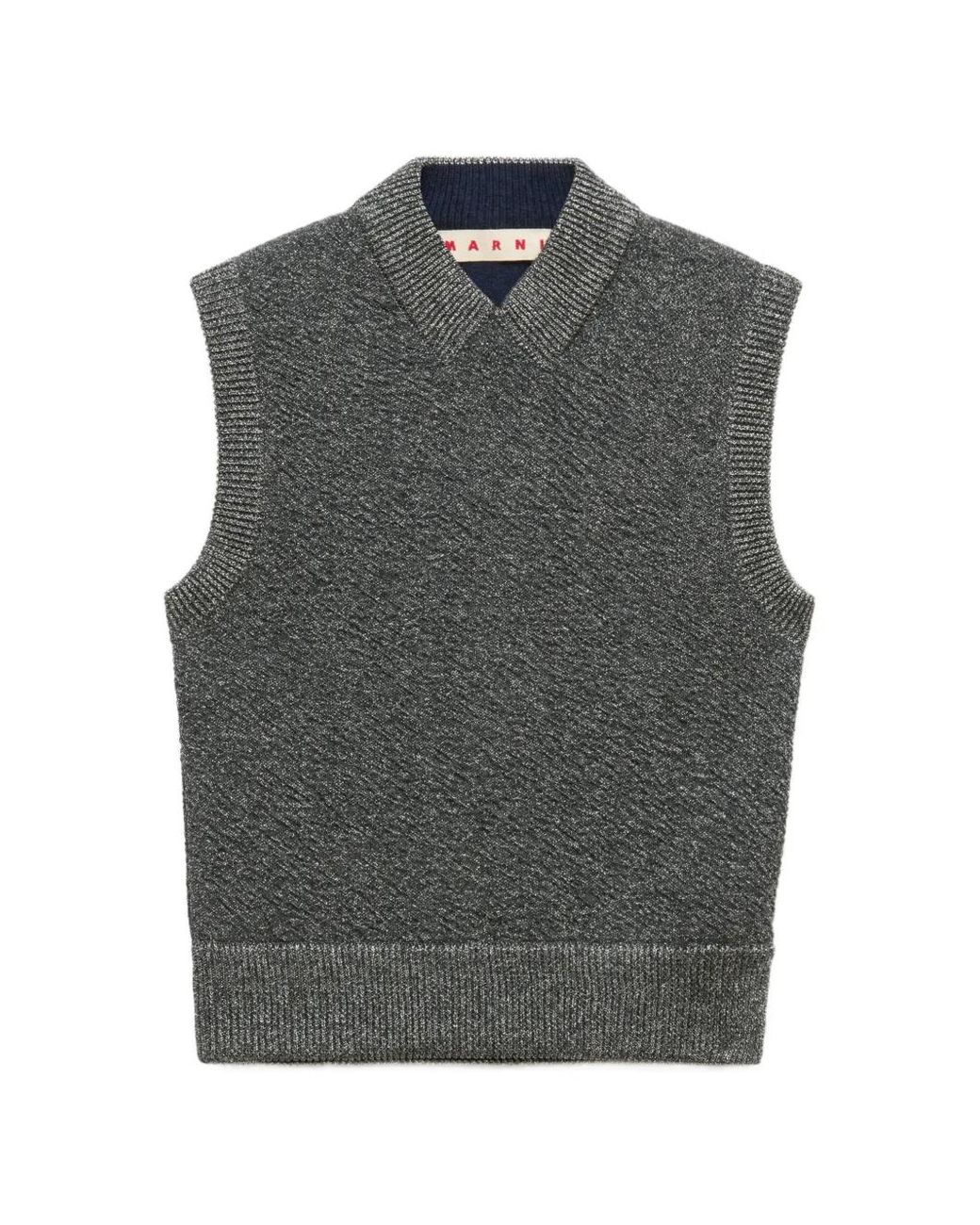 Marni Gray Wool Vest With Lurex Detailing