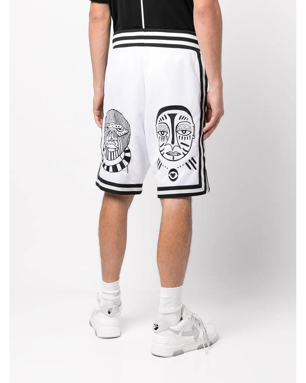 Haculla Black Face Off Print Basketball Shorts for men