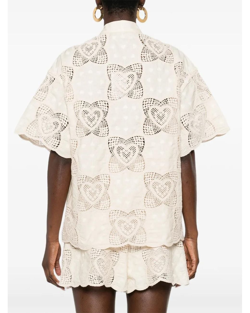 Zimmermann White Wanderlust Scalloped Shirt