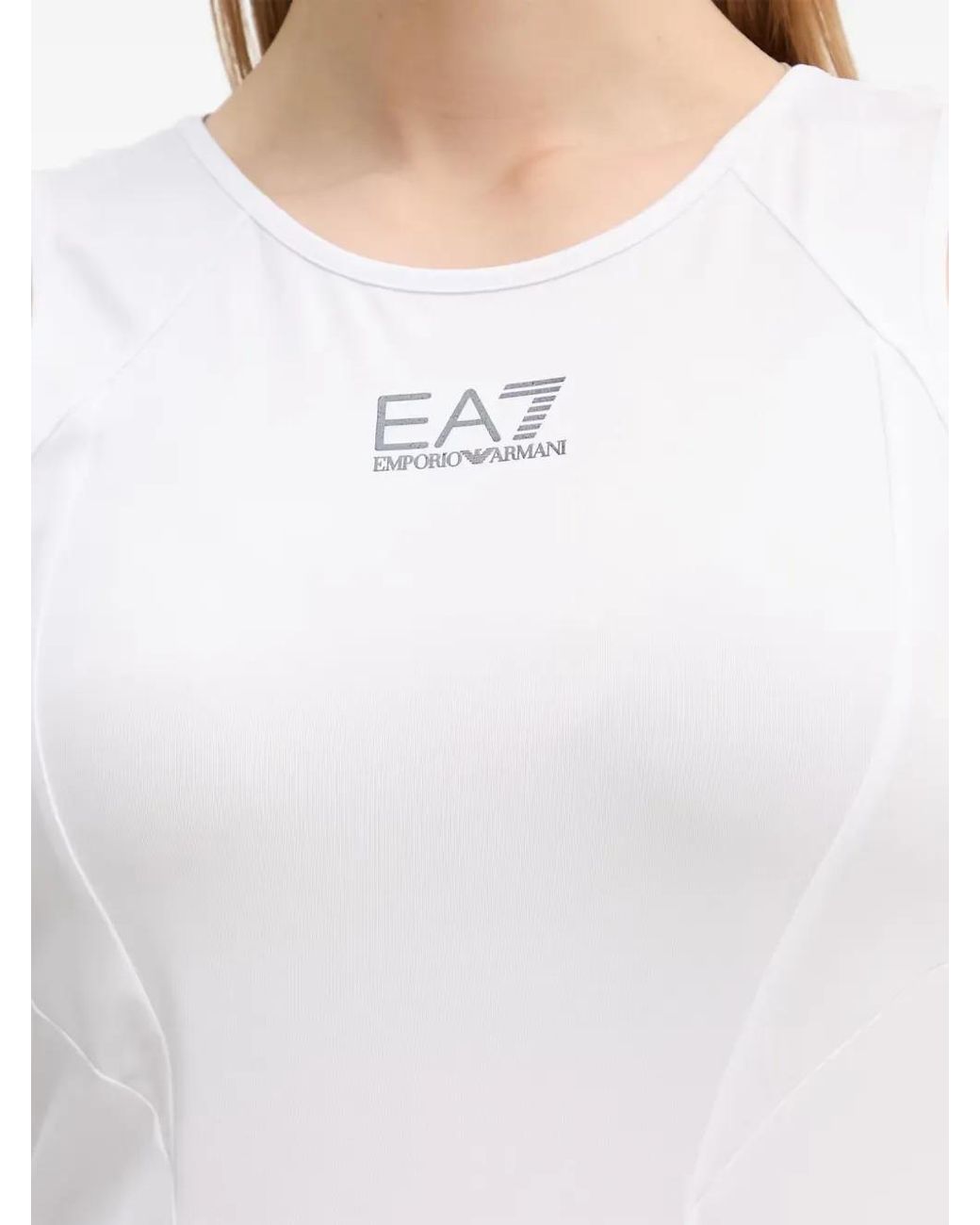 EA7 Geplooide Mini-Jurk in het White