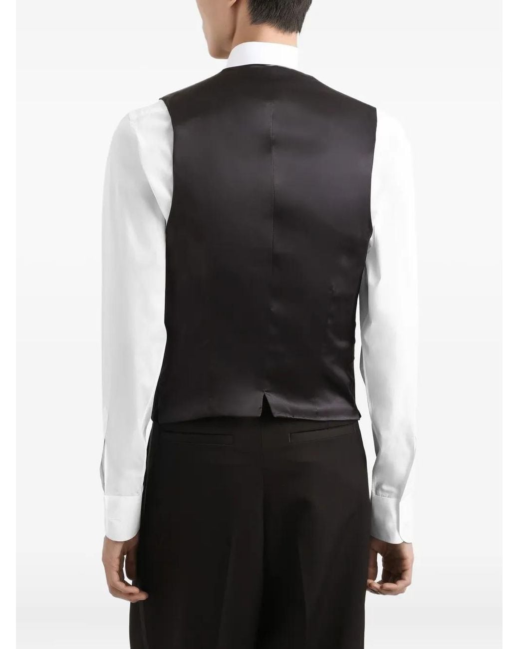 Dolce & Gabbana Black Wool And Silk Vest for men