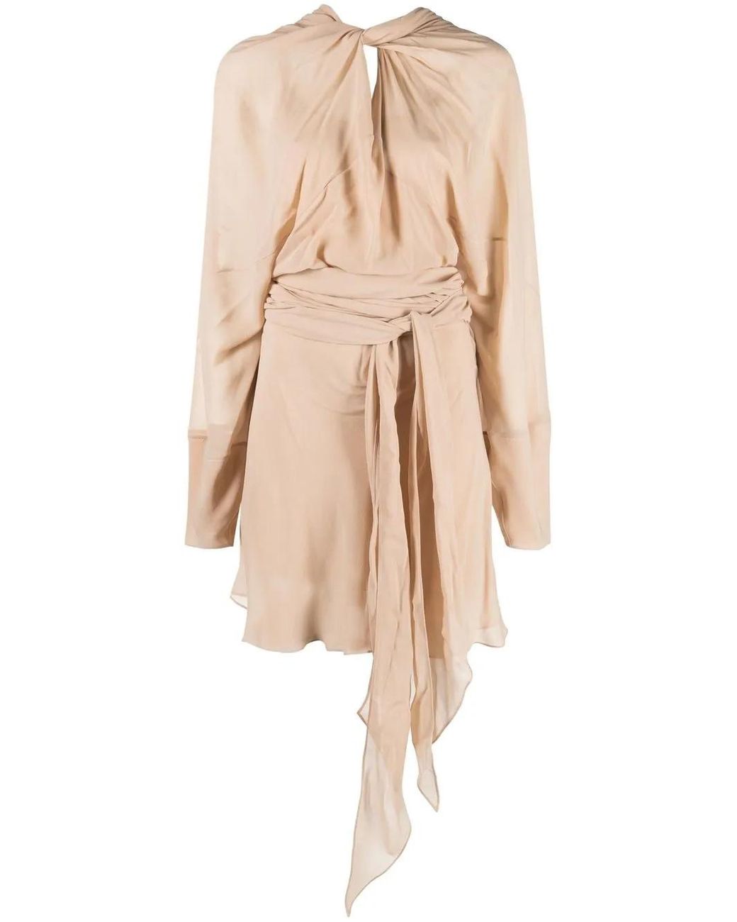 Maison Margiela Natural Draped Silk Mini Dress