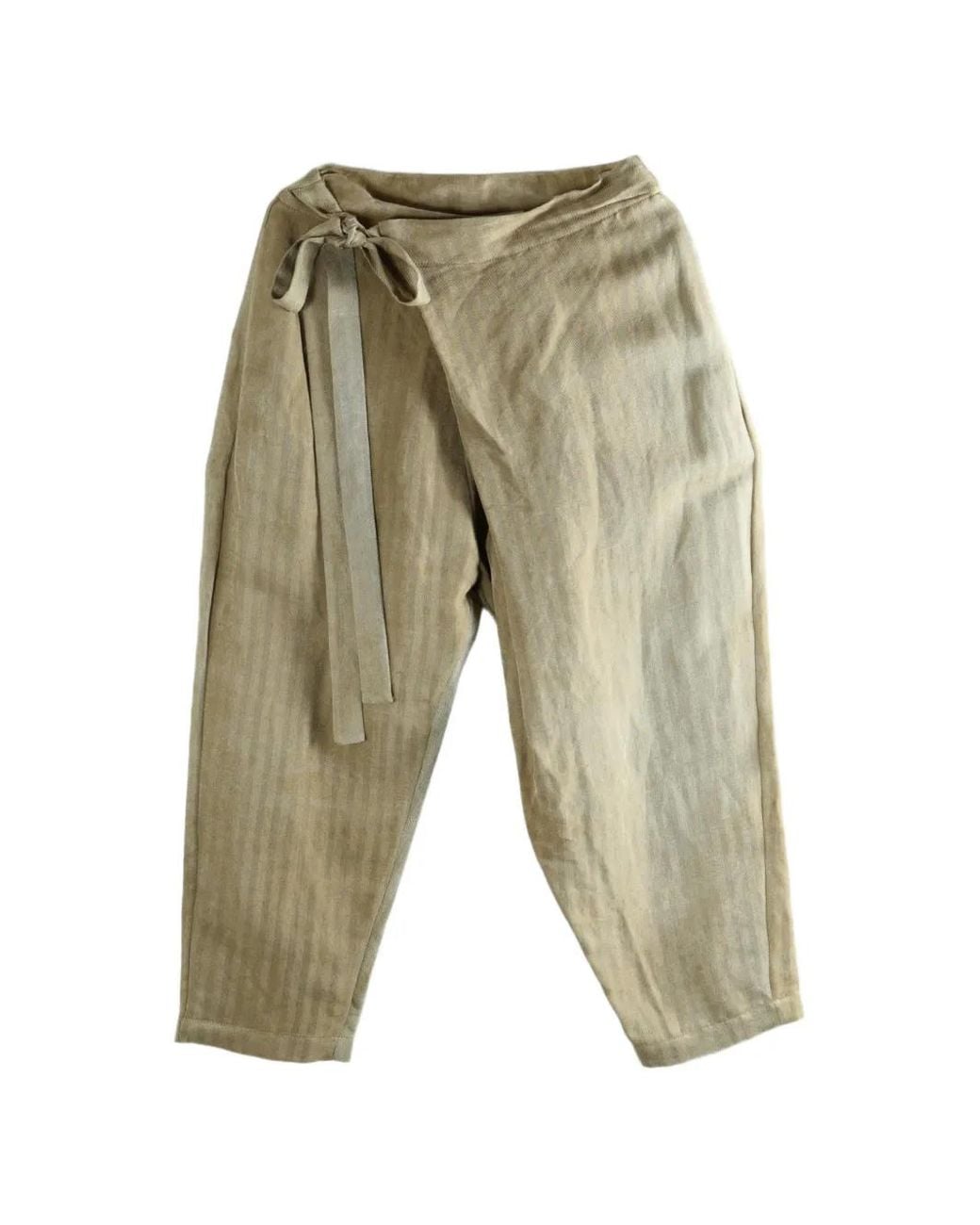 Uma Wang White Herringbone-Pattern Wrap-Style Trousers