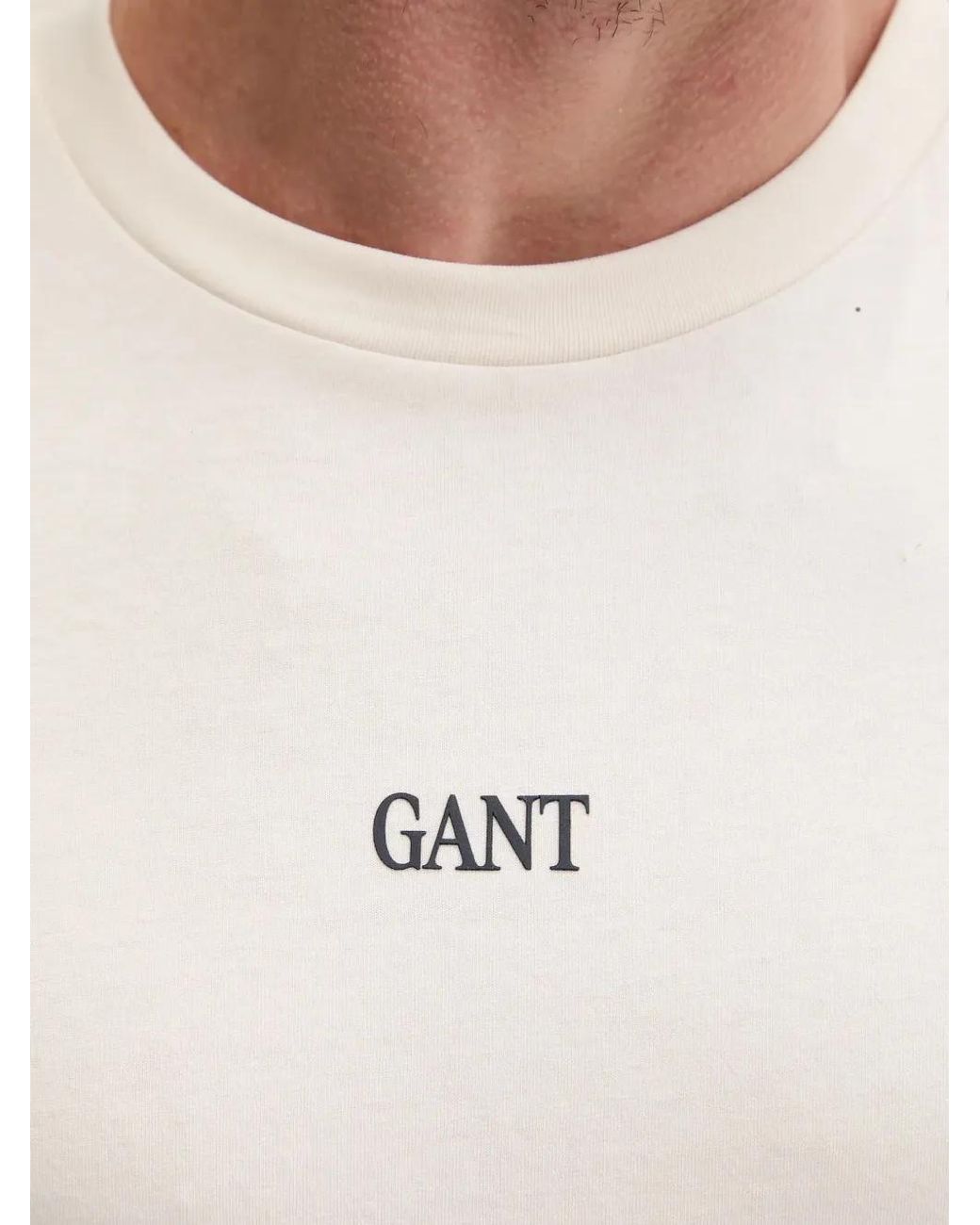 Gant White Crew-Neck T-Shirt for men