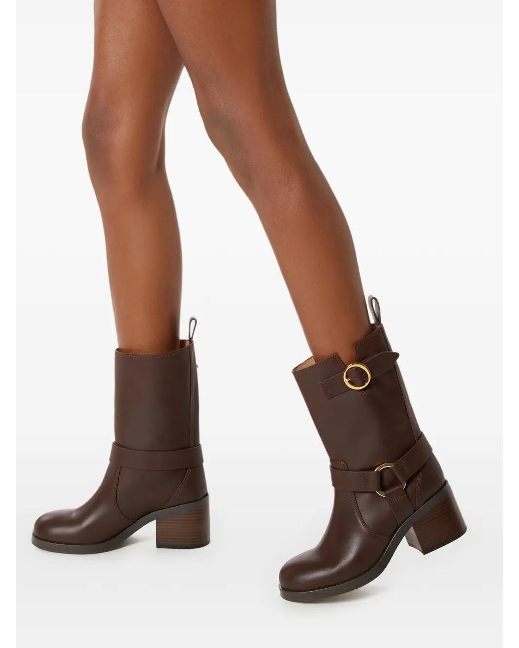 Odissi Brown Harnessed Strap Biker Boots