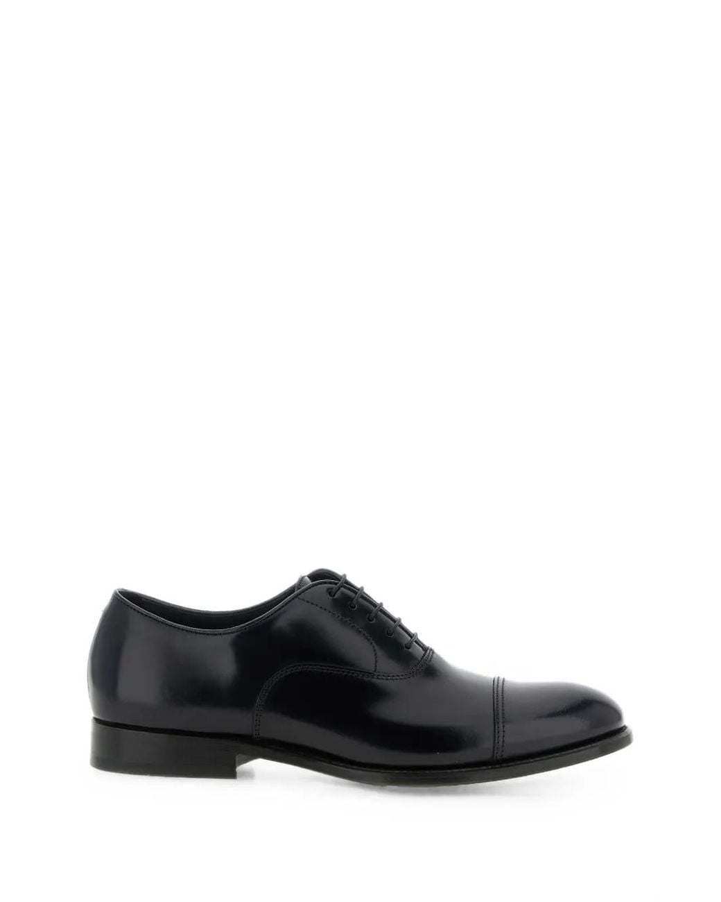 Doucal's Black Cap-Toe Oxford Shoes for men