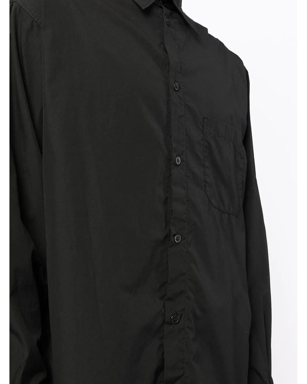 Yohji Yamamoto Black Asymmetric Cotton Shirt for men
