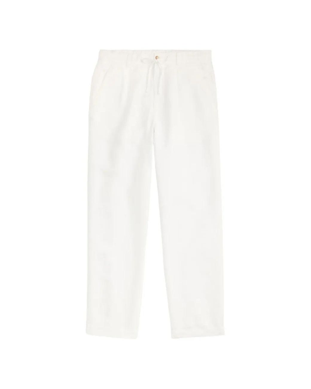 Polo Ralph Lauren White Pleated Drawstring Trousers for men